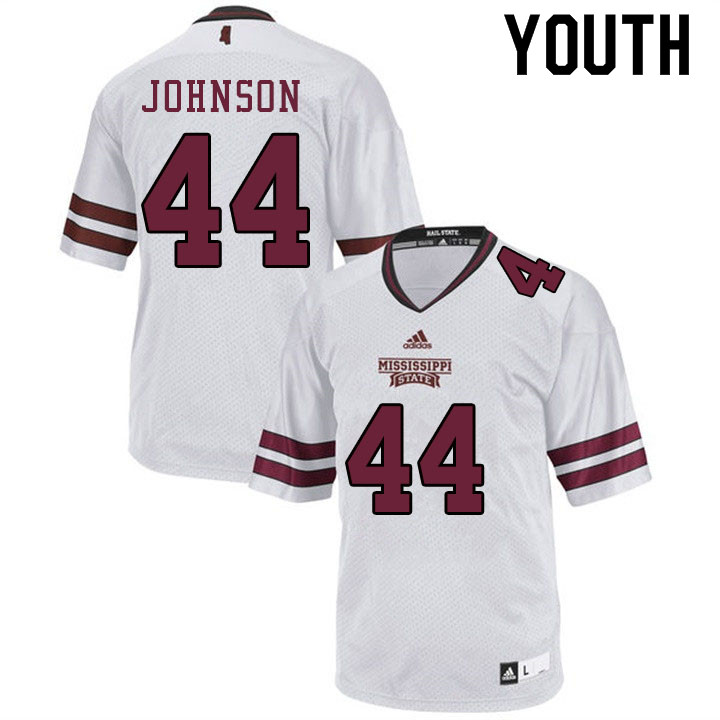 Youth #44 Jett Johnson Mississippi State Bulldogs College Football Jerseys Sale-White - Click Image to Close